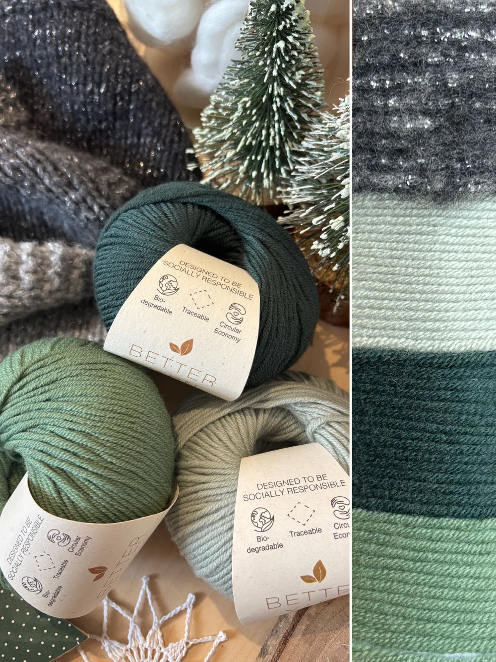 garn i grønne farver